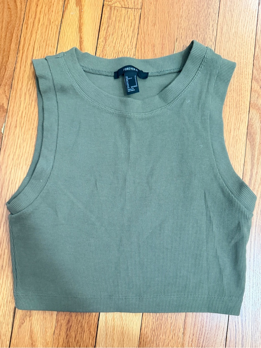 Forever 21 Olive Ribbed Cropped Tank